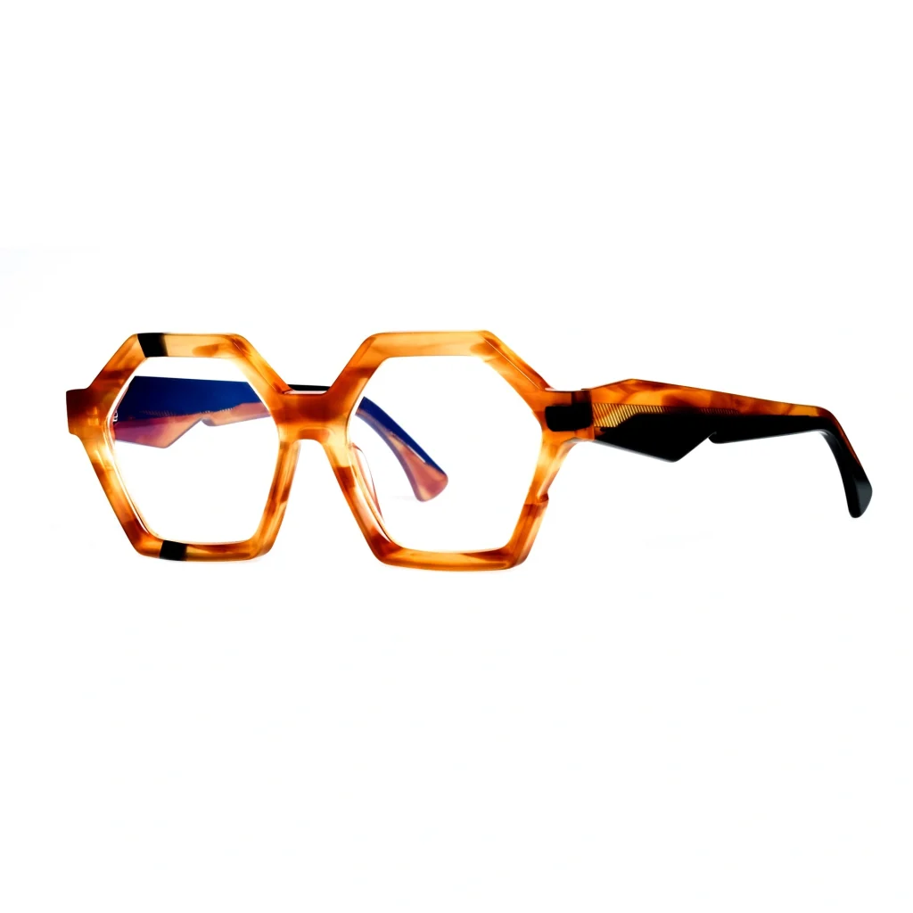 Ffin ADO optical frames in Wood Black, three-quarter view