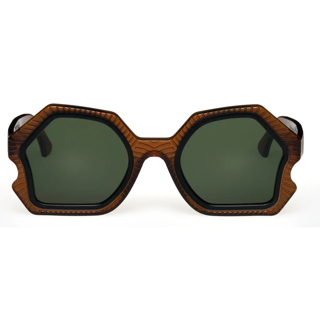Ffin AER designer sunglasses in Cola Black, front view