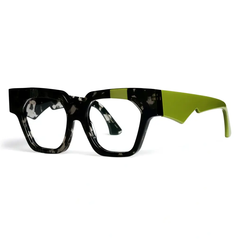 Ffin AMO optical frames in Black Havana, three-quarter view