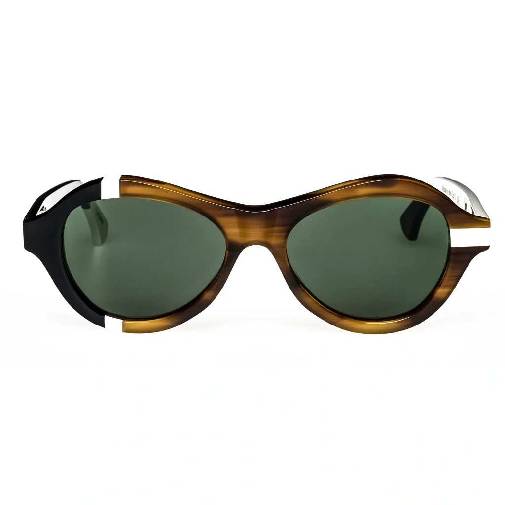 Ffin ANA award-winning designer sunglasses in Wood Black, front view