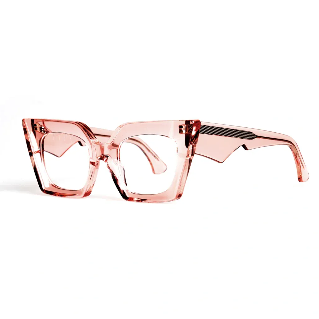 Ffin IFF optical frames in Rose Pink, three-quarter view