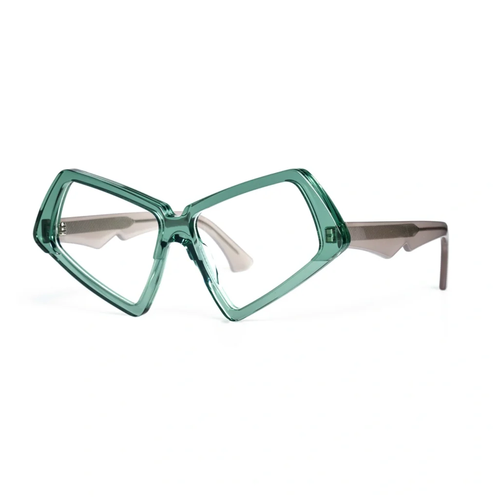Ffin MOD optical frames in Ocean Blue, three-quarter view