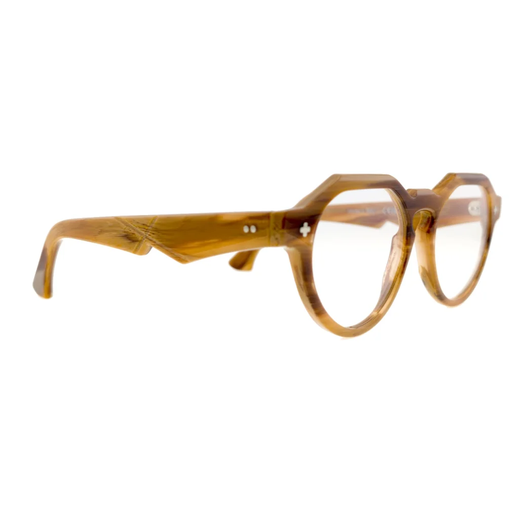 Ffin NON optical frames in Wood, three-quarter view