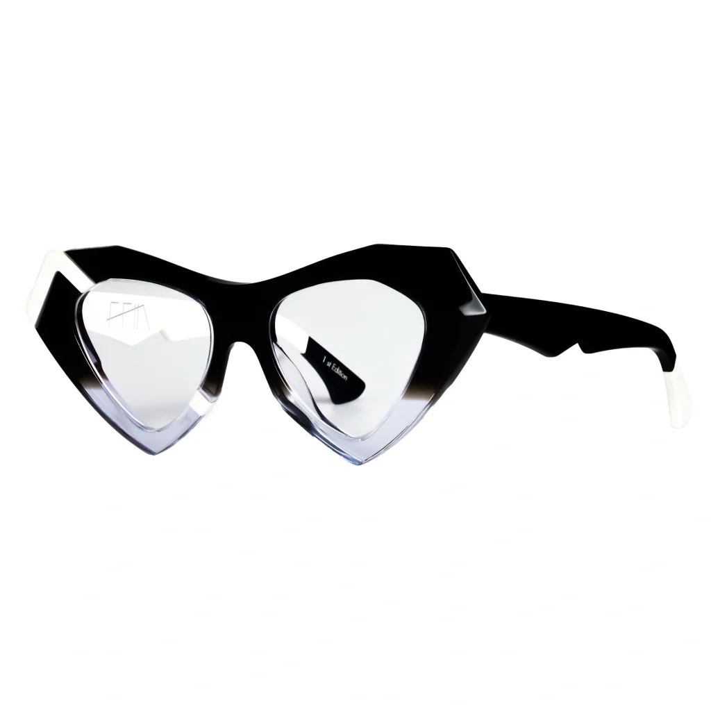 Ffin NOS optical frames in Black Crystal, alternate three-quarter view