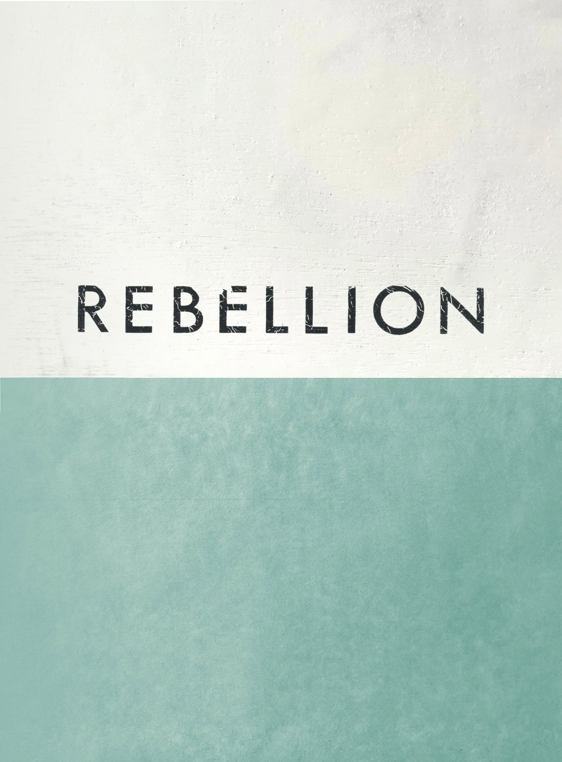 Rebellion title card in a pale blue-green wash, one of Ffin's three design themes