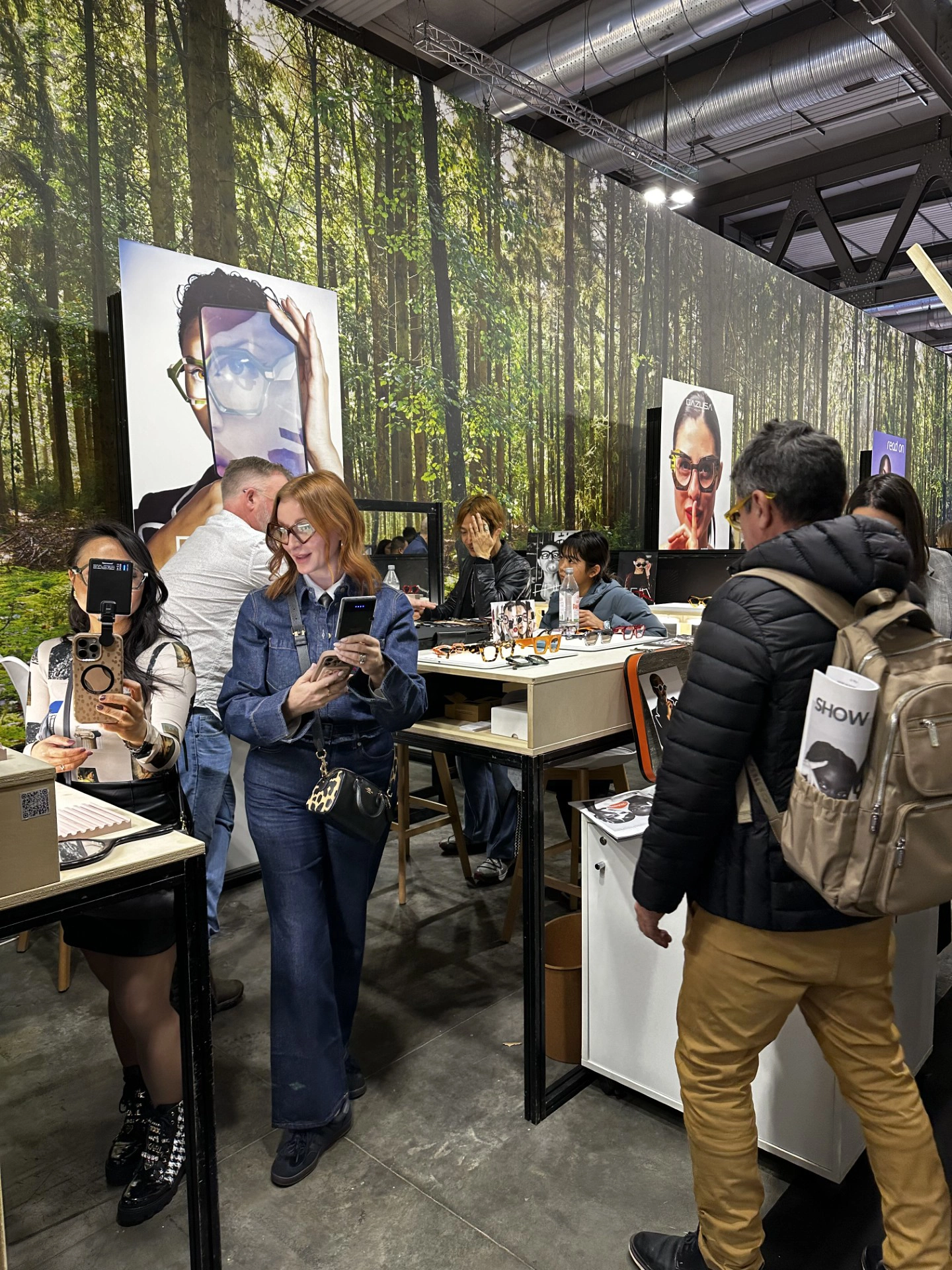 Visitors browsing the busy Ffin stand at MIDO